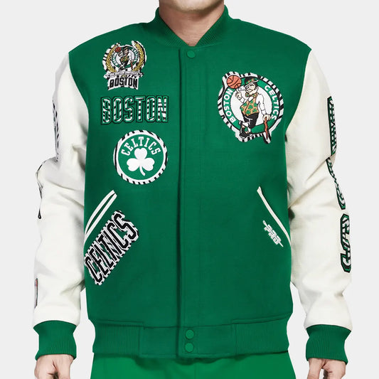 Boston Celtics Retro Classic Rib Wool Varsity Jacket Men