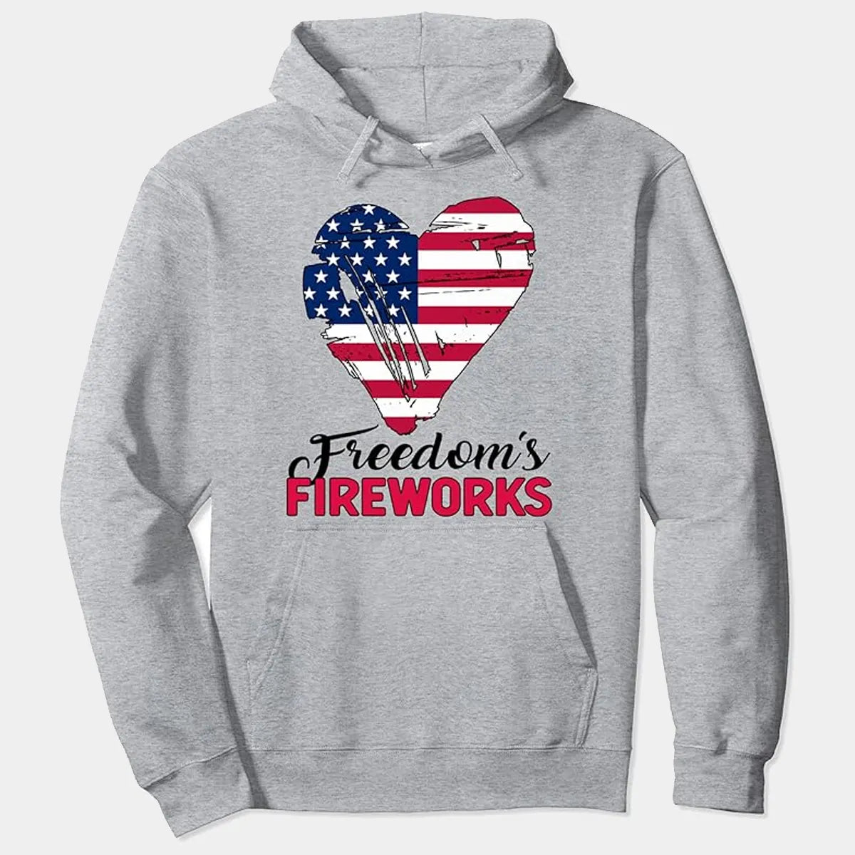 4th July Independence Day Patriot Heart American Flag Pullover Hoodie