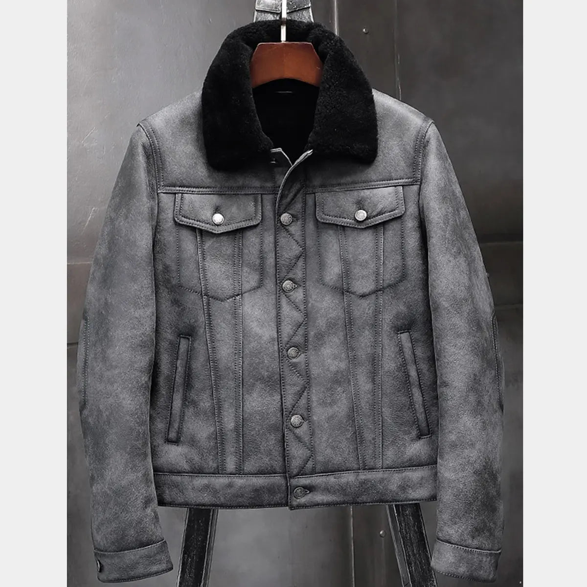 Alexander Black G1 Bomber Shearling Leather Jacket