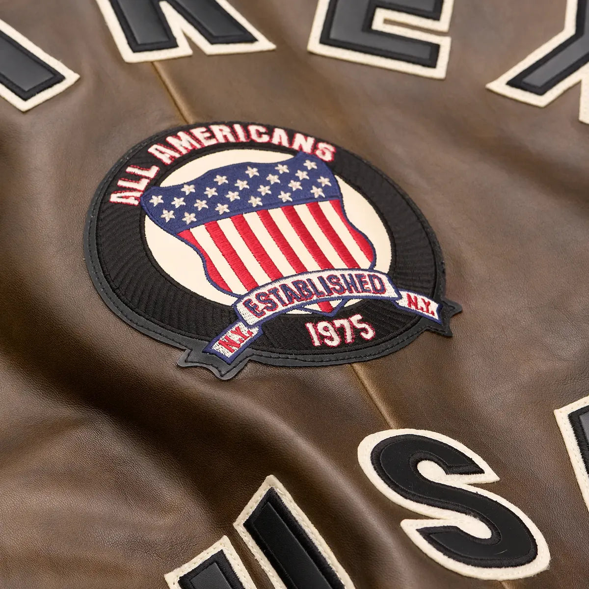 Mens Avirex Brown Bomber American Flight Lamb Leather Jacket