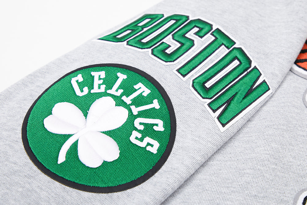 Mens Boston Celtics Mashup White Rib Po Hoodie