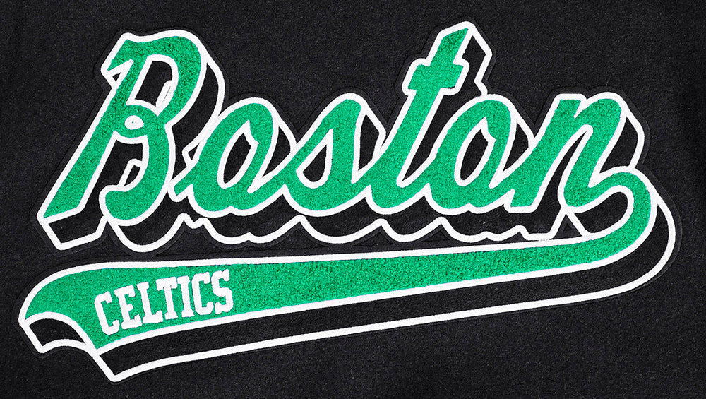 NBA Boston Celtics Script Tail Black Wool Varsity Jacket