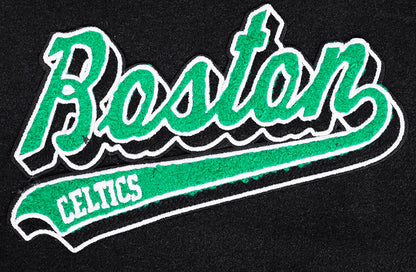 NBA Boston Celtics Script Tail Black Wool Varsity Jacket