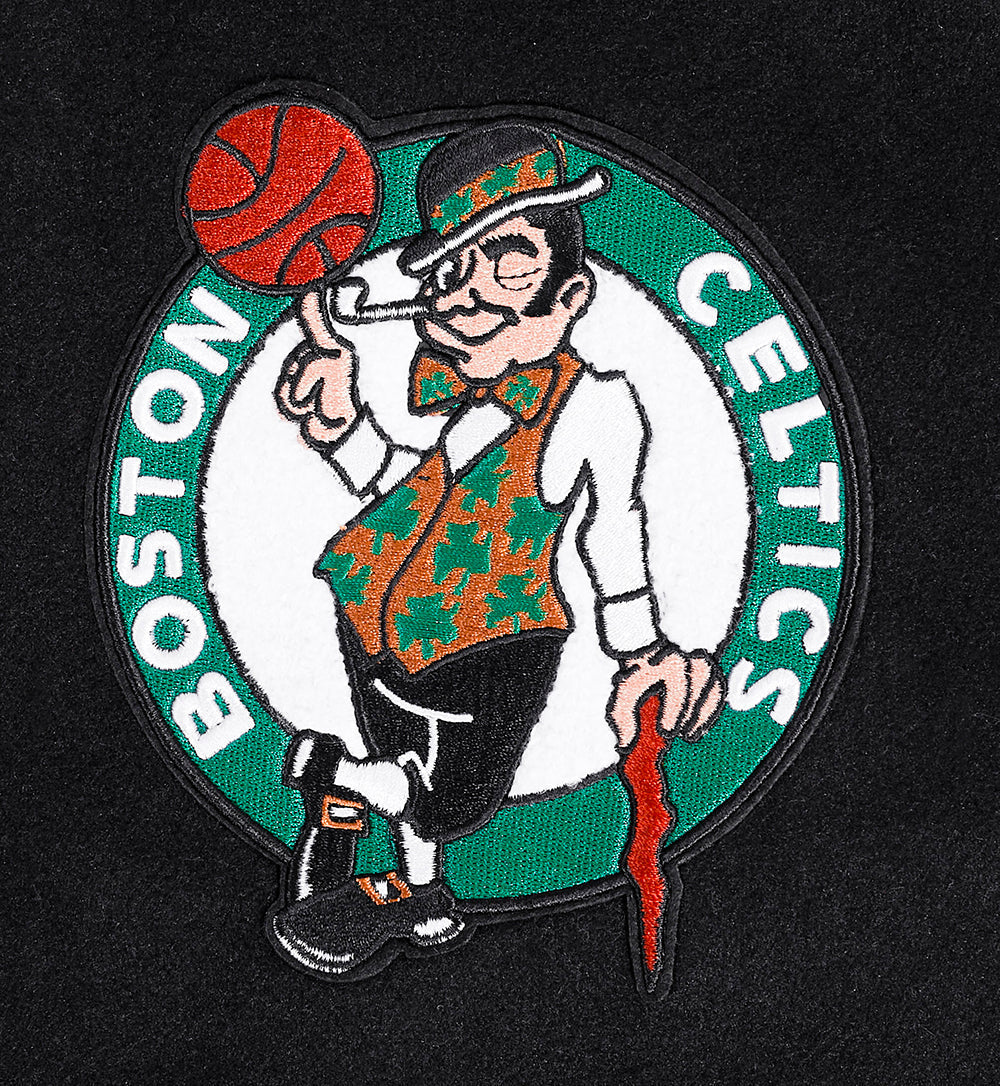 NBA Boston Celtics Script Tail Black Wool Varsity Jacket