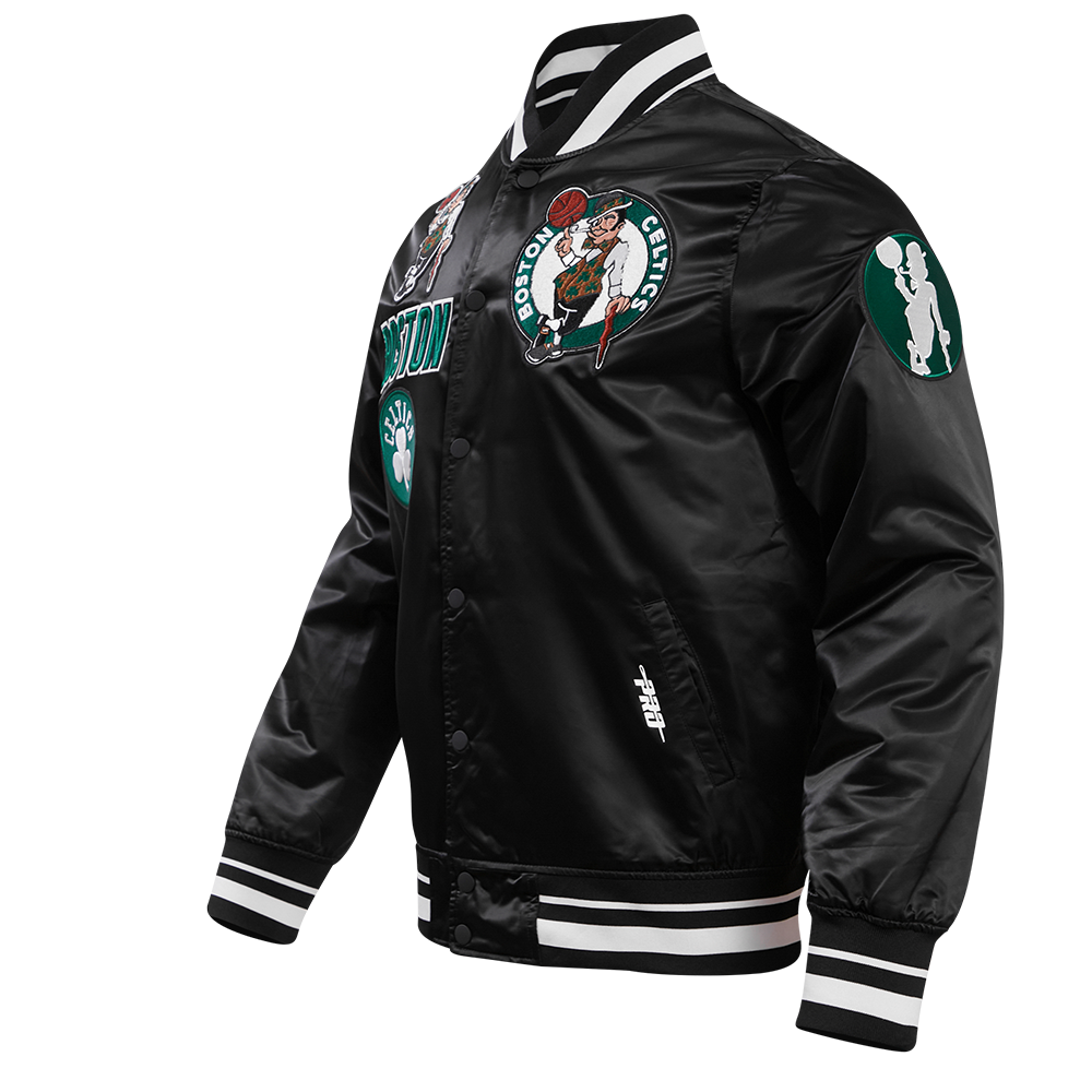 Boston Celtics Mens Retro Classic Black Satin Jacket