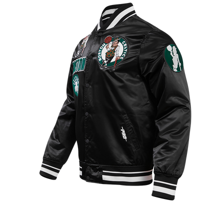 Boston Celtics Mens Retro Classic Black Satin Jacket