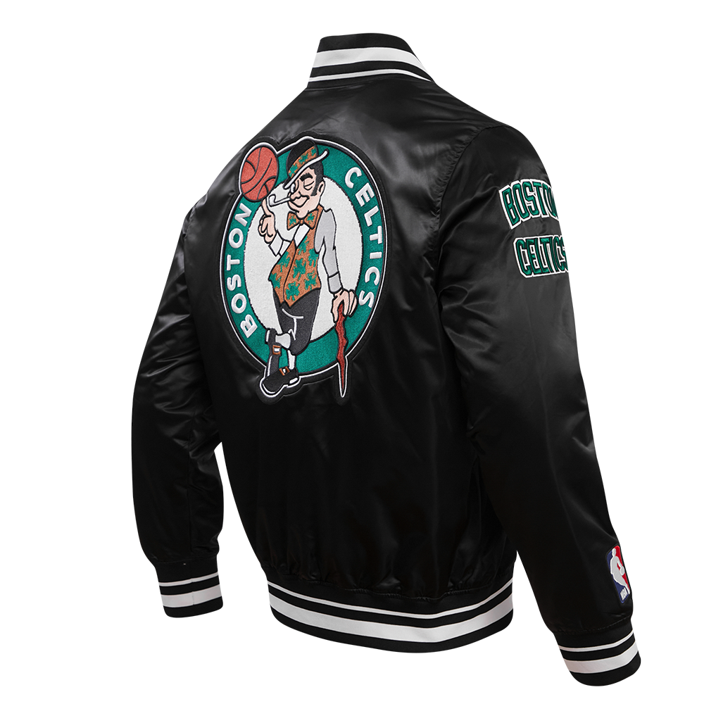 Boston Celtics Mens Retro Classic Black Satin Jacket