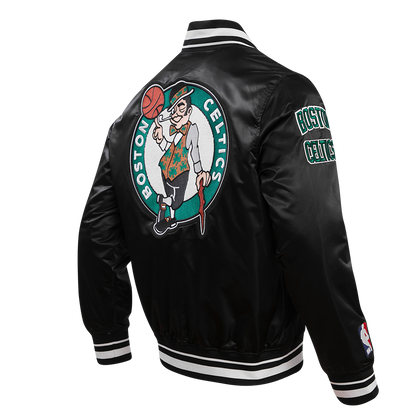 Boston Celtics Mens Retro Classic Black Satin Jacket