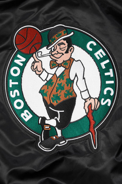 Boston Celtics Mens Retro Classic Black Satin Jacket