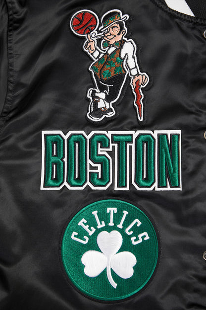 Boston Celtics Mens Retro Classic Black Satin Jacket