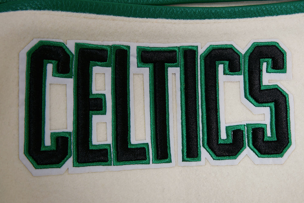 Men Boston Celtics Retro White and Green Varsity Jacket