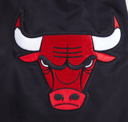 NBA Chicago Bulls Mens Script Tail Black Satin Jacket