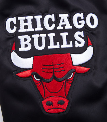 NBA Chicago Bulls Mens Script Tail Black Satin Jacket