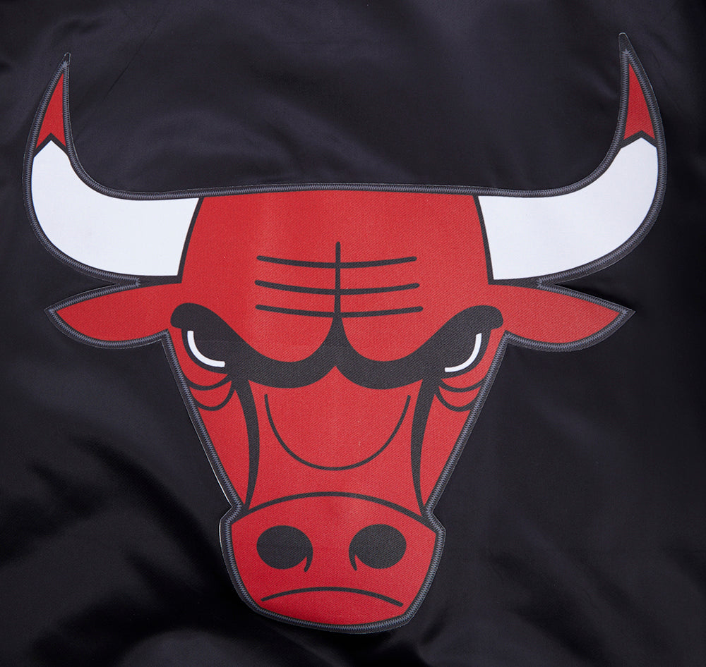 NBA Chicago Bulls Mens Script Tail Black Satin Jacket