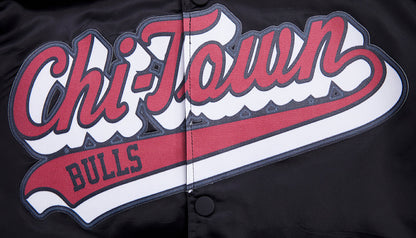 NBA Chicago Bulls Mens Script Tail Black Satin Jacket