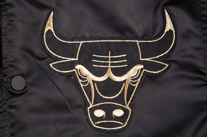 NBA Chicago Bulls Mens Gold Logo Satin Jacket