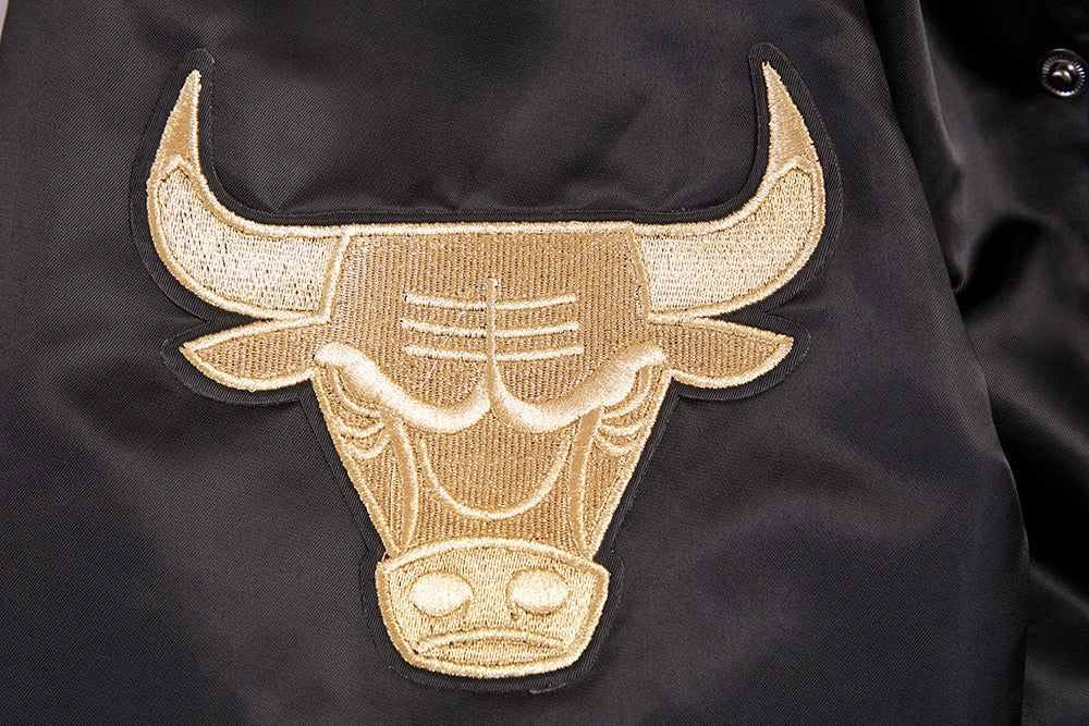 NBA Chicago Bulls Mens Gold Logo Satin Jacket