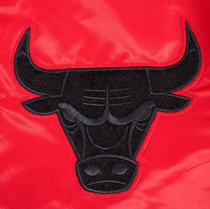 NBA Chicago Bulls Mens Old English Red Logo Satin Jacket