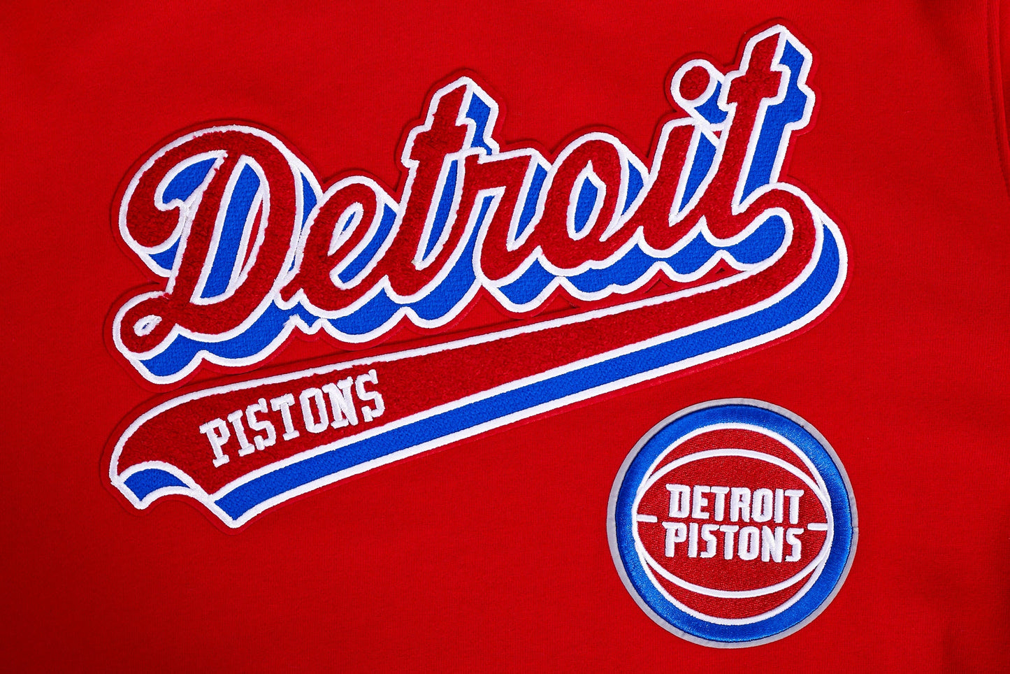 NBA Detroit Pistons Script Tail Mens Rib PO Hoodie (Red)