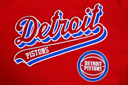 NBA Detroit Pistons Script Tail Mens Rib PO Hoodie (Red)