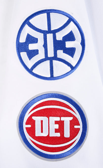 NBA Detroit Pistons Classic Chenille Mens PO Hoodie (White)