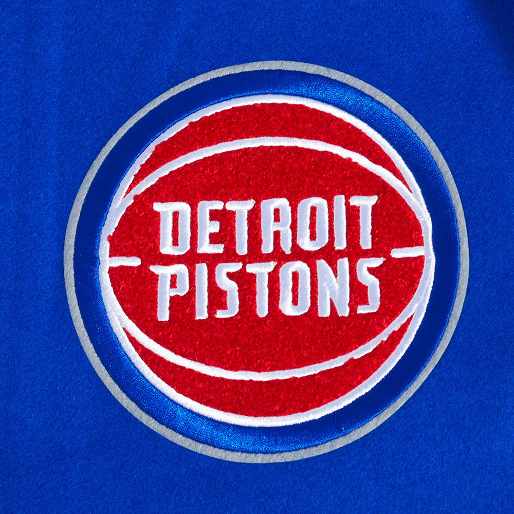 NBA Detroit Pistons Script Tail Mens Rib Varsity Jacket (Royal Blue)