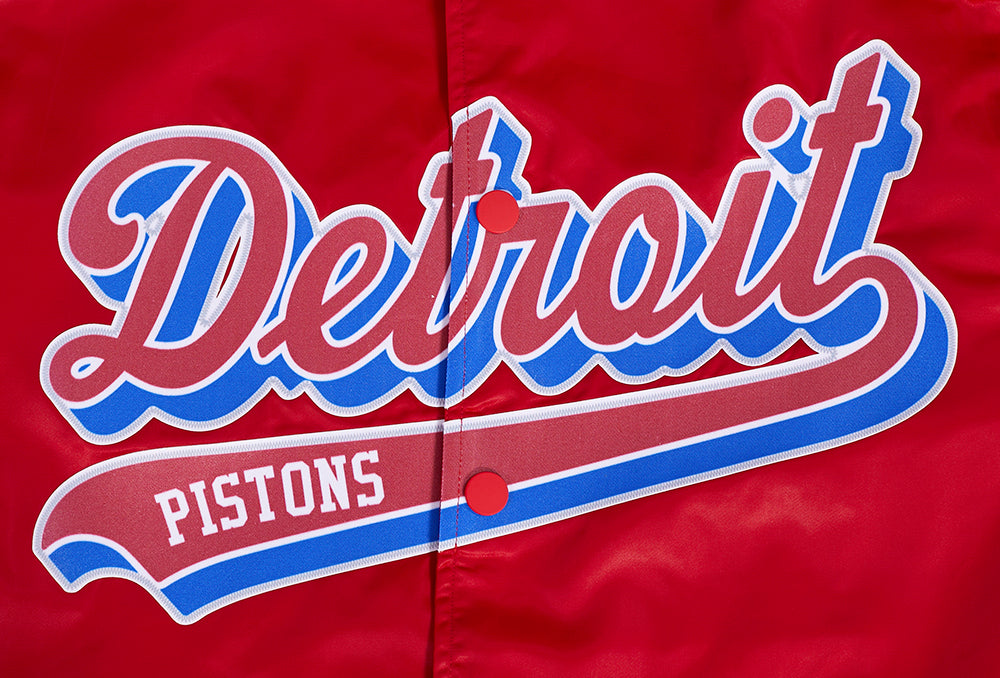 NBA Detroit Pistons Script Tail Mens Satin Jacket (Red)