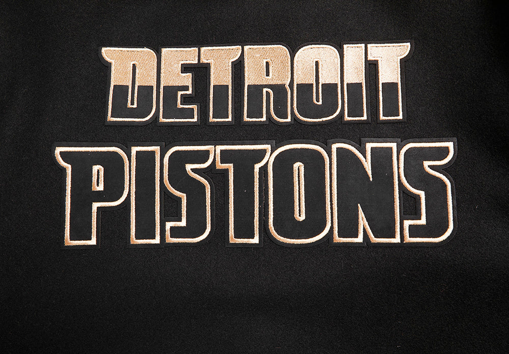 NBA Detroit Pistons Classic Black & Gold Mens Satin Jacket