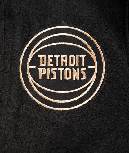 NBA Detroit Pistons Classic Black & Gold Mens Satin Jacket