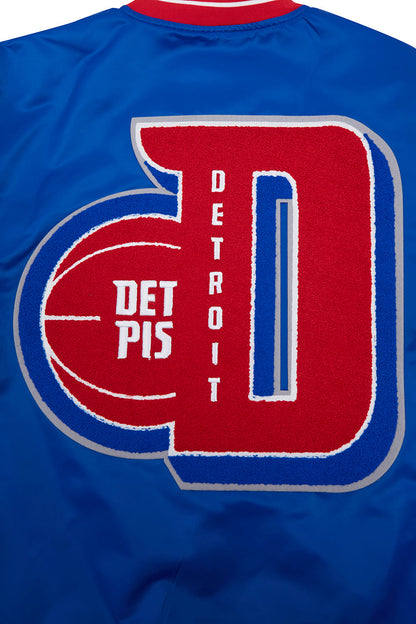 NBA Detroit Pistons Mashup Mens Rib Satin Jacket (Royal Blue)