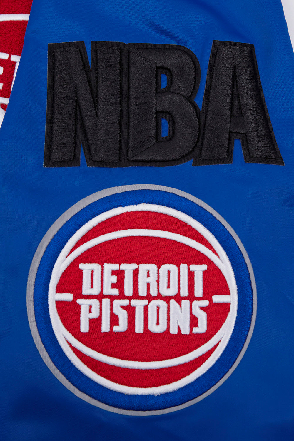 NBA Detroit Pistons Mashup Mens Rib Satin Jacket (Royal Blue)