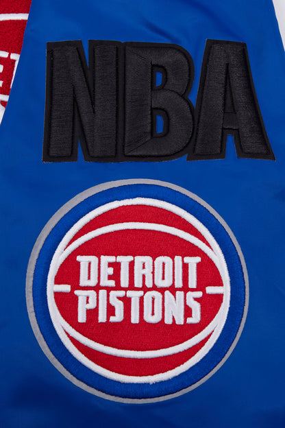 NBA Detroit Pistons Mashup Mens Rib Satin Jacket (Royal Blue)