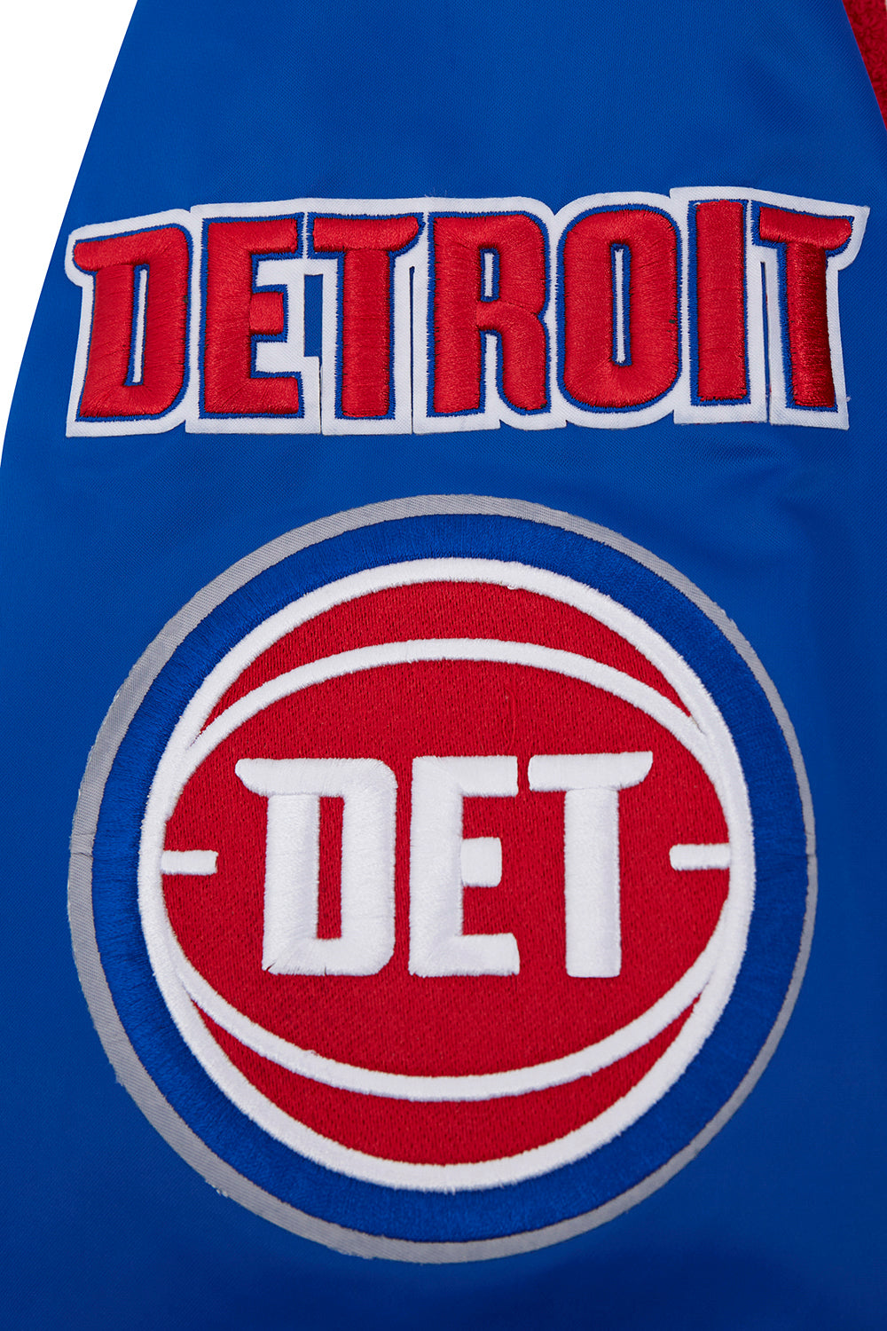 NBA Detroit Pistons Mashup Mens Rib Satin Jacket (Royal Blue)