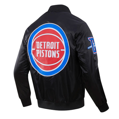 NBA Detroit Pistons Classic Mens Black Satin Jacket