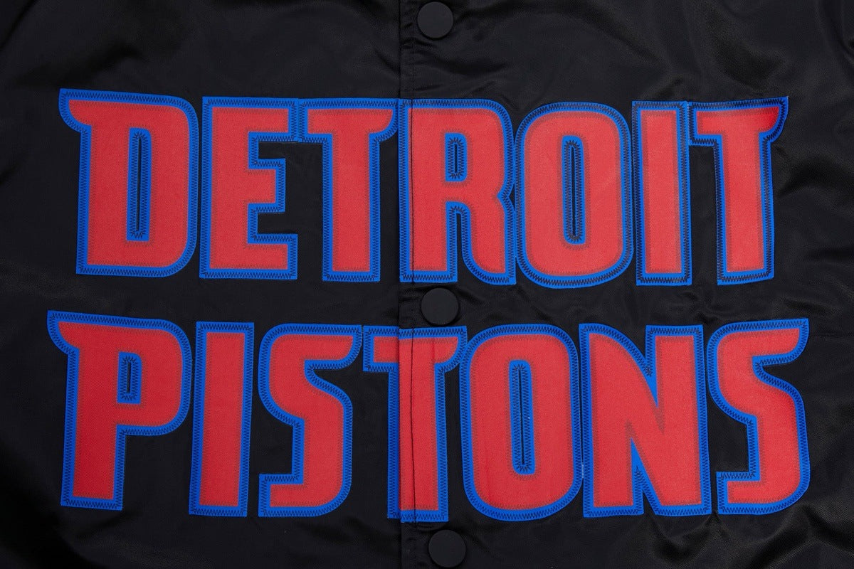 NBA Detroit Pistons Classic Mens Black Satin Jacket