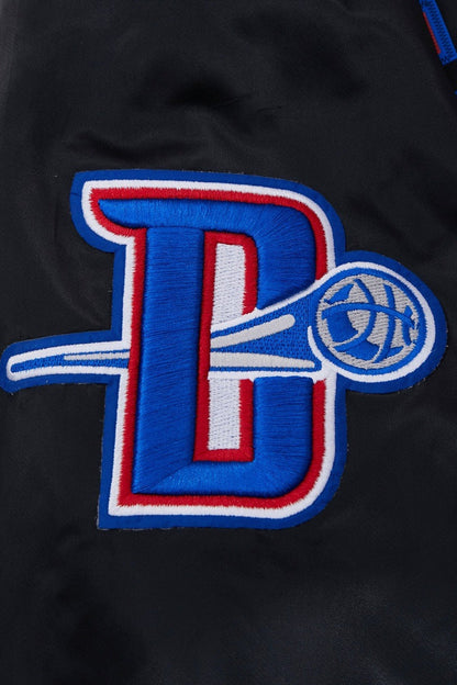 NBA Detroit Pistons Classic Mens Black Satin Jacket