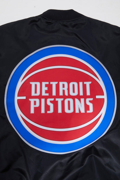 NBA Detroit Pistons Classic Mens Black Satin Jacket