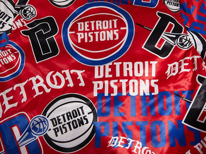 NBA Detroit Pistons Classic Mens Printed Satin Jacket (Red)