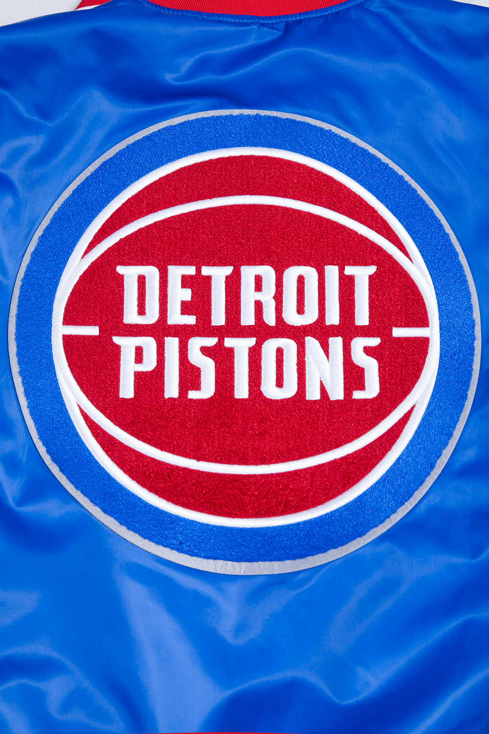 NBA Detroit Pistons Classic Mens Rib Satin Jacket (Royal Blue)