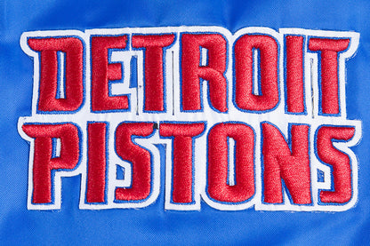 NBA Detroit Pistons Classic Mens Rib Satin Jacket (Royal Blue)