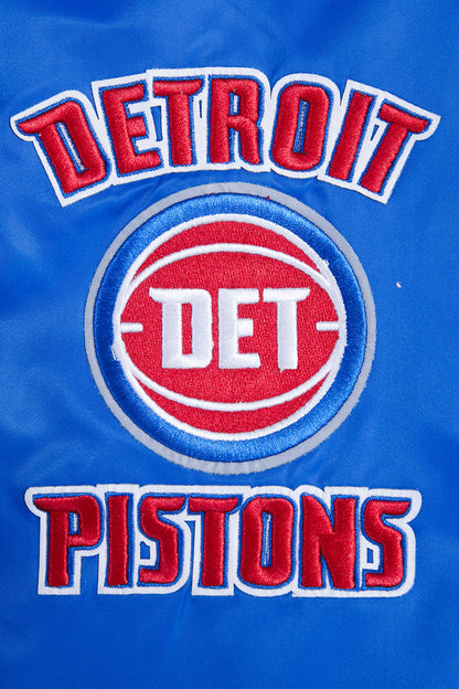 NBA Detroit Pistons Classic Mens Rib Satin Jacket (Royal Blue)