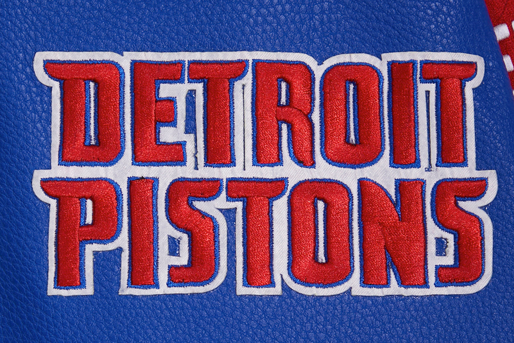 NBA Detroit Pistons Retro Classic Mens Rib Varsity Jacket (Eggshell)