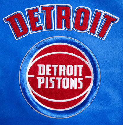 NBA Detroit Pistons Retro Classic Mens Rib Varsity Jacket (Royal Blue)