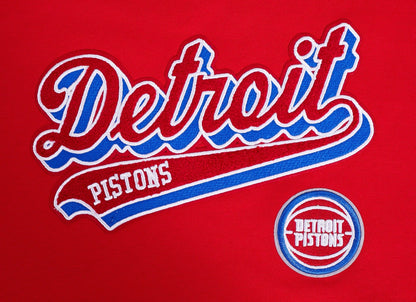 NBA Detroit Pistons Script Tail Womens Cropped PO Hoodie (Red)