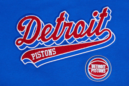 NBA Detroit Pistons Script Tail Womens Cropped Po Hoodie (Royal Blue)