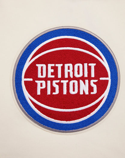 NBA Detroit Pistons Retro Classic Womens Cropped PO Hoodie (Eggshell)