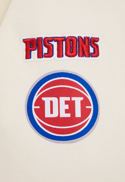 NBA Detroit Pistons Retro Classic Womens Cropped PO Hoodie (Eggshell)