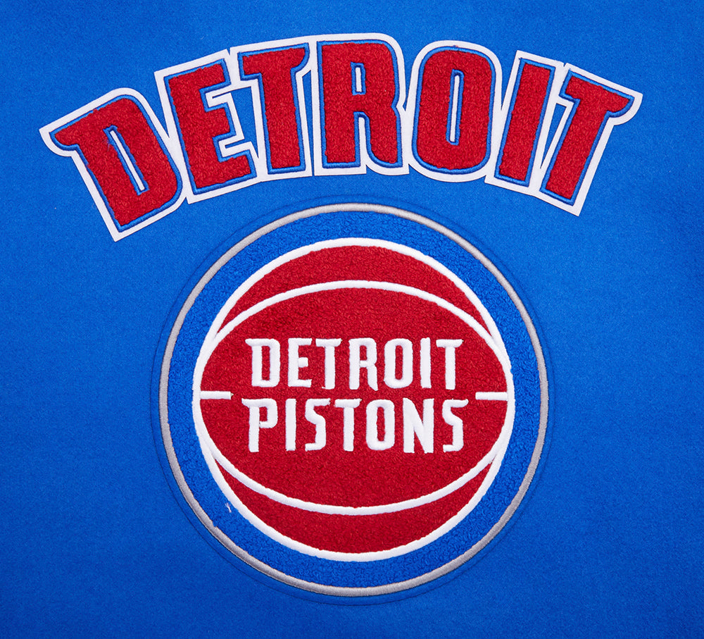 NBA Detroit Pistons Retro Classic Womens Rib Varsity Jacket (Royal Blue)