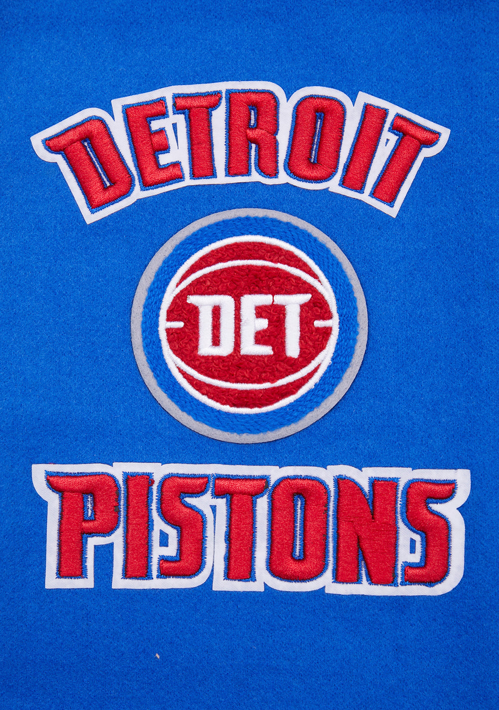 NBA Detroit Pistons Retro Classic Womens Rib Varsity Jacket (Royal Blue)