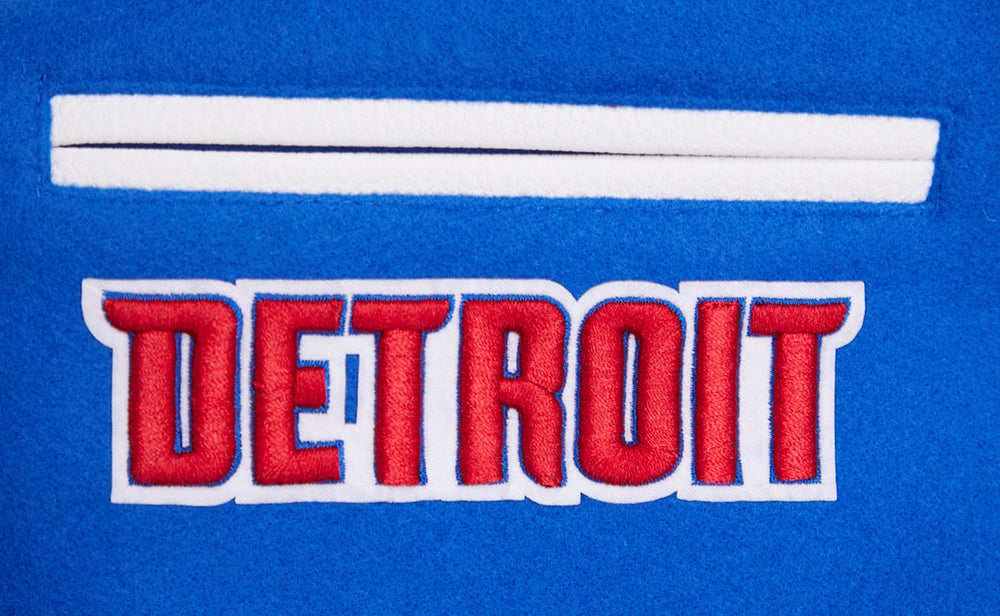 NBA Detroit Pistons Retro Classic Womens Rib Varsity Jacket (Royal Blue)